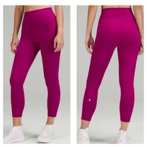 Lululemon Wunder Train High Rise Cropped 23” Magenta Leggings Size 6